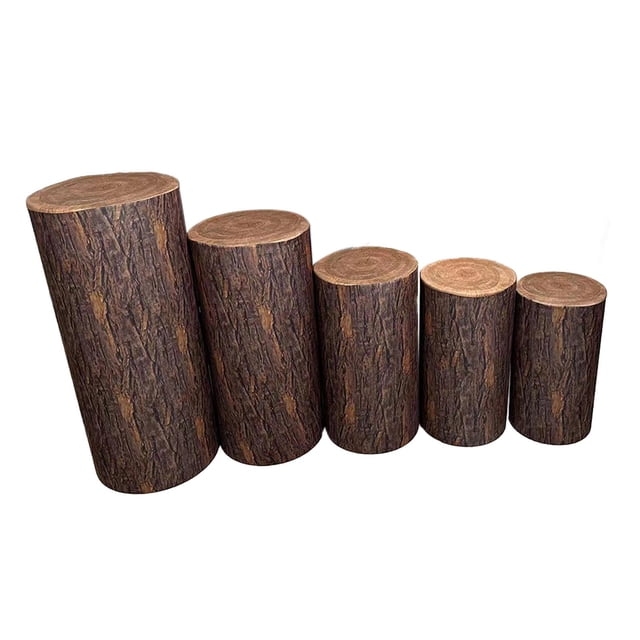 5x cubiertas cilíndricas para pedestal, cubiertas cilíndricas para zócalo, recuerdos de fiesta, elegantes cubiertas para pilar con soporte para zócalo Grano de madera