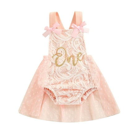 

CenturyX Newborn Baby Girls Mesh Bodysuit Sleeveless Letter Dot Print Romper Summer Sunsuit Clothes Pink 3-6 Months