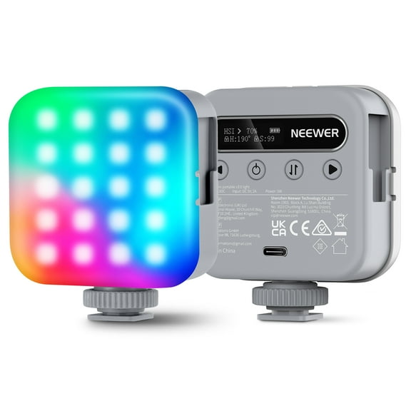 NEEWER BL60C Magnetic RGB Video Light, 360° Full Color LED Light with 2500K-9000K Color Temperature, 18 Lighting Effects, CRI96 , 2000mAh Battery for Photography, YouTube, TikTok, Vlogging (Black)