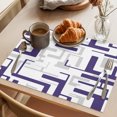 thumbnail image 3 of Modern Geometric Blue Placemats Set of 12 Abstract Minimalist Artwork Lines Place Mats Indoor Wipeable Table Mats Washable Cloth Dining Table Placemats for Kitchen Holiday Party Home Decor 13x19 Inch, 3 of 9