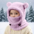 thumbnail image 2 of AWZXDE Kids Winter Hats Knitted Integrated Hat With Ear Cover And Face Piece Warm Windproof Cap For Children Age 3 To 10 Purple, 2 of 4