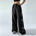 thumbnail image 2 of Edvintorg Womens Joggers Bowknot Elastic Waisted Loose Casual Wide Leg Athletic Pant with Drawstring Women’S Clothing Black S, 2 of 6