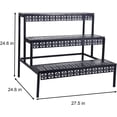 thumbnail image 4 of 3 Tier Stair Style Metal Plant Stand, Garden Shelf for Large Flower Pot Display Rack Indoor Outdoor, Black, 4 of 8