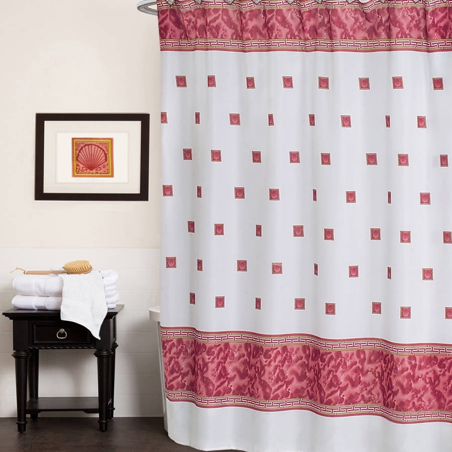 Black/White Greek Key Seashell Pattern Polyester Fabric Shower Curtain 70" x 72"