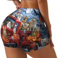 thumbnail image 1 of Fotbe Halloween Pets Pumpkins Shorts Sin Costuras – Shorts Deportivos de Cintura Alta para Mujer, Elásticos para Gimnasio, Yoga, Running o Ciclismo-XX-Large, 1 of 8