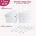 thumbnail image 4 of Souffle Dish Ramekins for Baking – 12 Ounce (Set of 4, White with 4 Extra Spoons) 12 Oz Ceramic Oven Safe Round Fluted Ramekin Bowl for Desserts Soups Snacks Quiche Appetizers Cass, 4 of 4