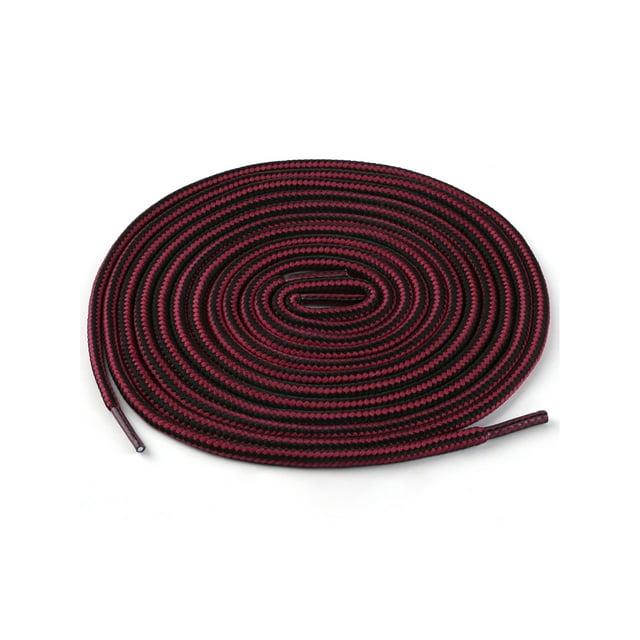 INSPIRE CHIC Unisex Round Rope Dual Colored Striped 1/5 Thick Boot Shoelace 90cm / 35.43" Black Wine Red