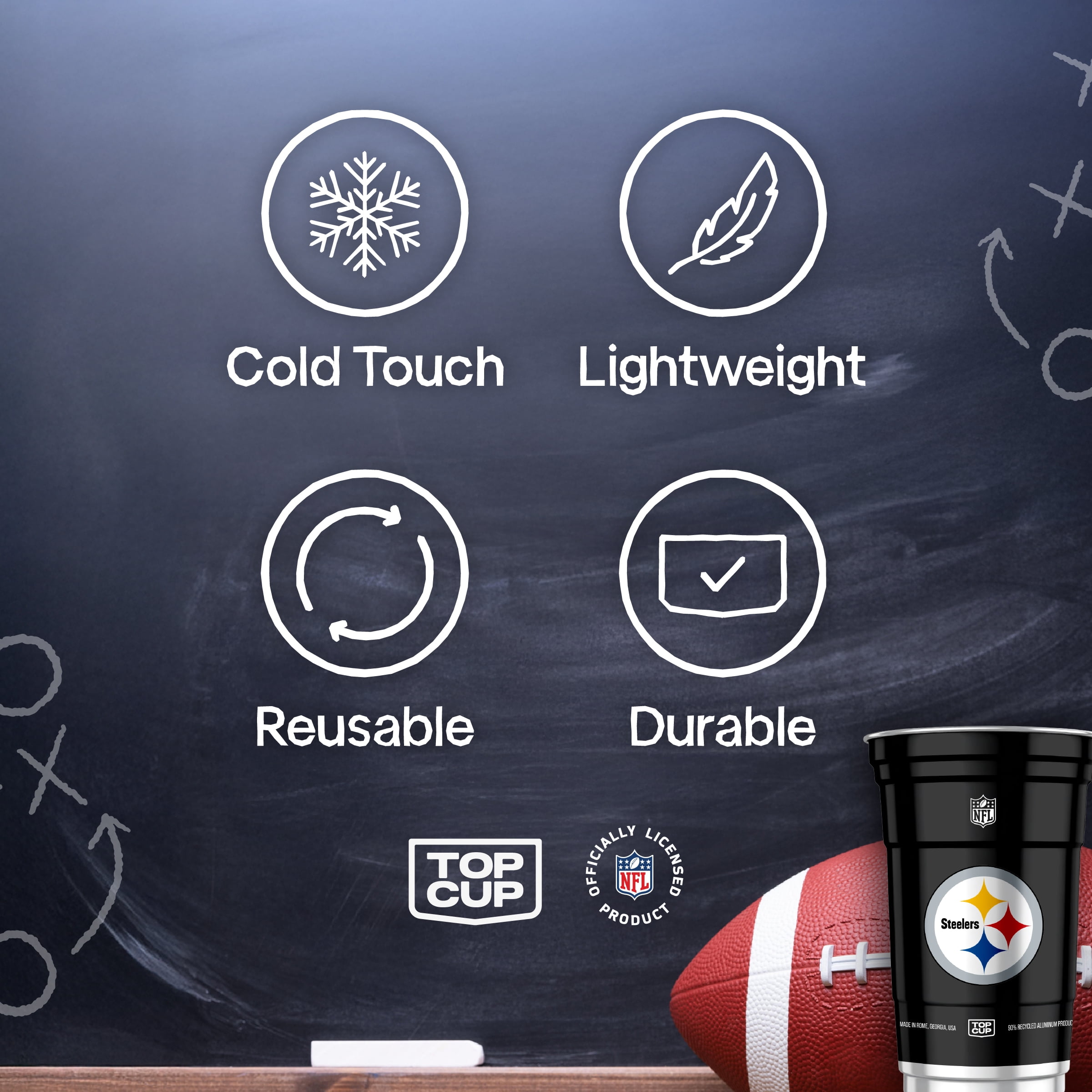 Top Cup NFL Pittsburgh Steelers Aluminum Party Cups, 20oz, 10 count