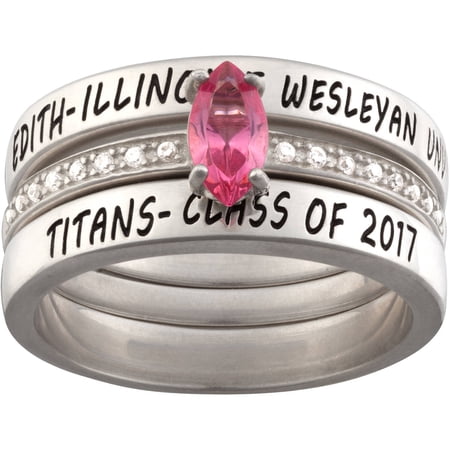 Sterling Silver Stackable Freestyle Marquise Class Ring, Personalized
