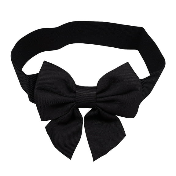 HONMEET 1Pcs Elastic Bow Belt Wide Black Cloth Decorative for Women Party Daily Life