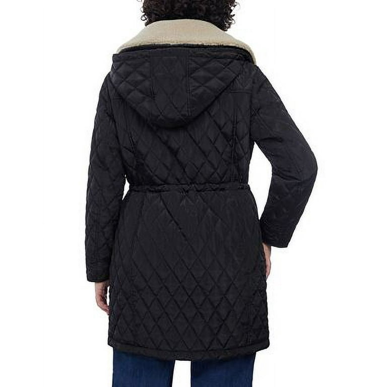 Michael Kors Women s Hooded Faux Fur Collar Quilted Coat Black