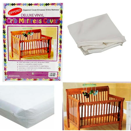 Crib Size Zippered Mattress Cover Vinyl Toddler Bed Allergy Dust Bug Protector (Best Crib Mattress Cover 2019)
