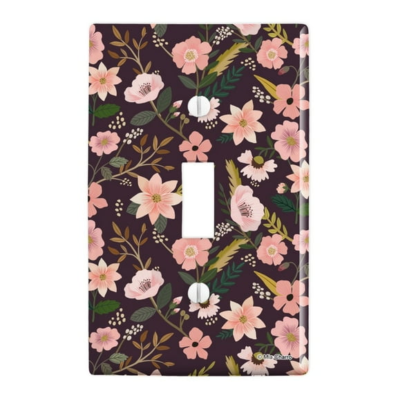 Simona Flowers Floral Pattern Plastic Wall Decor Toggle Light Switch Plate Cover