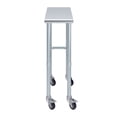 thumbnail image 2 of AmGood 12" Long x 24" Deep Stainless Steel Work Table With Open Base and Wheels | Mobile Metal Table, 2 of 8