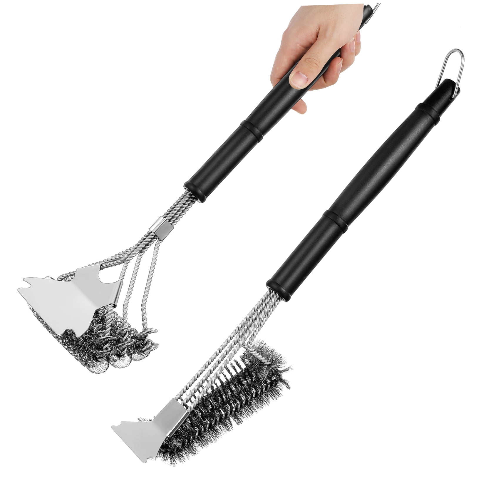 POPETPOP 2 Pcs Grill Cleaning Brush Steel Wire for Outdoor Grill Homeowners Kitchen Use