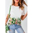 thumbnail image 2 of ABPHQTO Camiseta de manga corta con estampado de flores tropicales blancas para mujer, 2 of 5