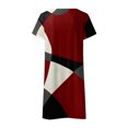 thumbnail image 4 of Robes d'Été Robe d'Été Femmes Impression d'Été Manches Courtes V Cou Mi-Cuisse Longueur Robes Robe de Mode Rouge M, 4 of 5