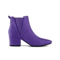 thumbnail image 3 of BLISSFUL STEP Women's Boots Pointed Toe Block Heel Chelsea Ankle Boots Dark Purple 8.5, 3 of 6