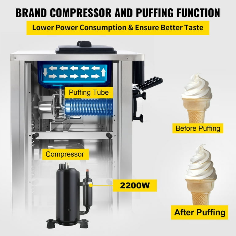 Soft Ice Cream Machine Commercial 3 Flavors Frozen Yogurt Machine