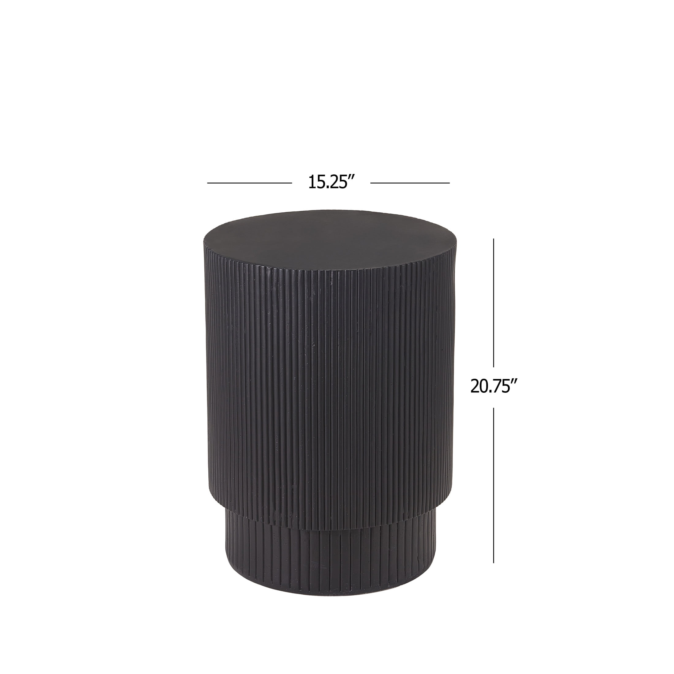 Christopher Knight Home Minimalist Ribbed MGO Side Table, Lightweight Concrete, Indoor/Outdoor, Black