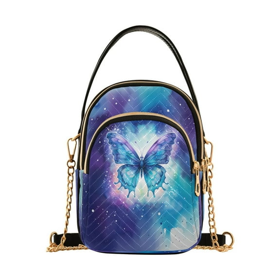 ALAZA Chain Crossbody Bags for Women Butterfly Shoulder Handbag Phone Purse