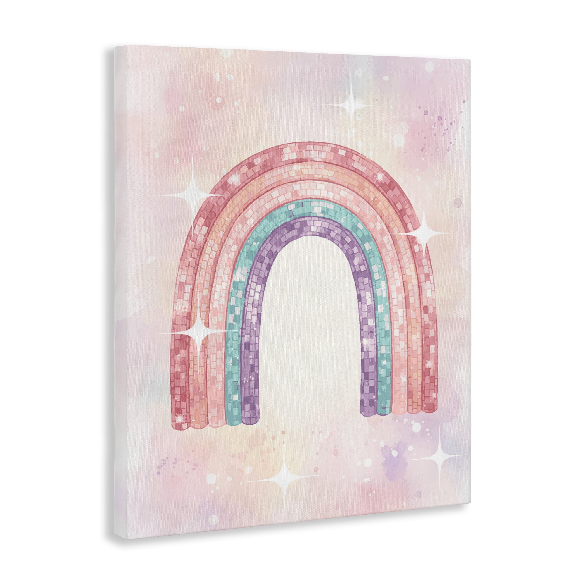 Stupell Industries Pastel Disco Rainbow Sparkles Canvas Wall Art, design by Lil' Rue