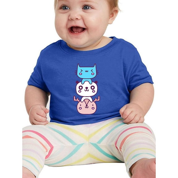 Kawaii Cat Panda And Deer Stack  T-Shirt Infant -Image by Shutterstock,  24 Months