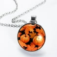thumbnail image 2 of Maple Ieaf Pumpkin Elegant Glass Circular Pendant Necklace - Women's Jewelry, 2 of 5