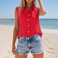 thumbnail image 4 of Women's Tops, Tees & Blouses Cotton Linen Sleeveless Collared Oversized Work Womens Spring Summer Shirts, 4 of 4