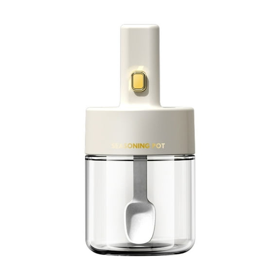 Glass Salt Container | Storage | Pepper,Table Salt, Sugar,Gourmet Salts,Spice |Chili Herbs |8.79 oz |Glass Salt Container with Lid and Retractable Spoon