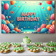thumbnail image 6 of LUUFILx Happy Birthday Ocean Theme Banner Backdrop Underwater Party Supplies Decorations Photography Props Vibrant Balloons Colorful Design Celebration, 6 of 8