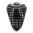 thumbnail image 4 of Mens Ring Black Purple Stainless Steel Ring with Semi-Precious Amethyst Crystal, 4 of 7