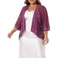 thumbnail image 2 of DARING DIVA Plus Size Bolero Outfits Lace Panel Sheer Cardigans 4X Purple, 2 of 6