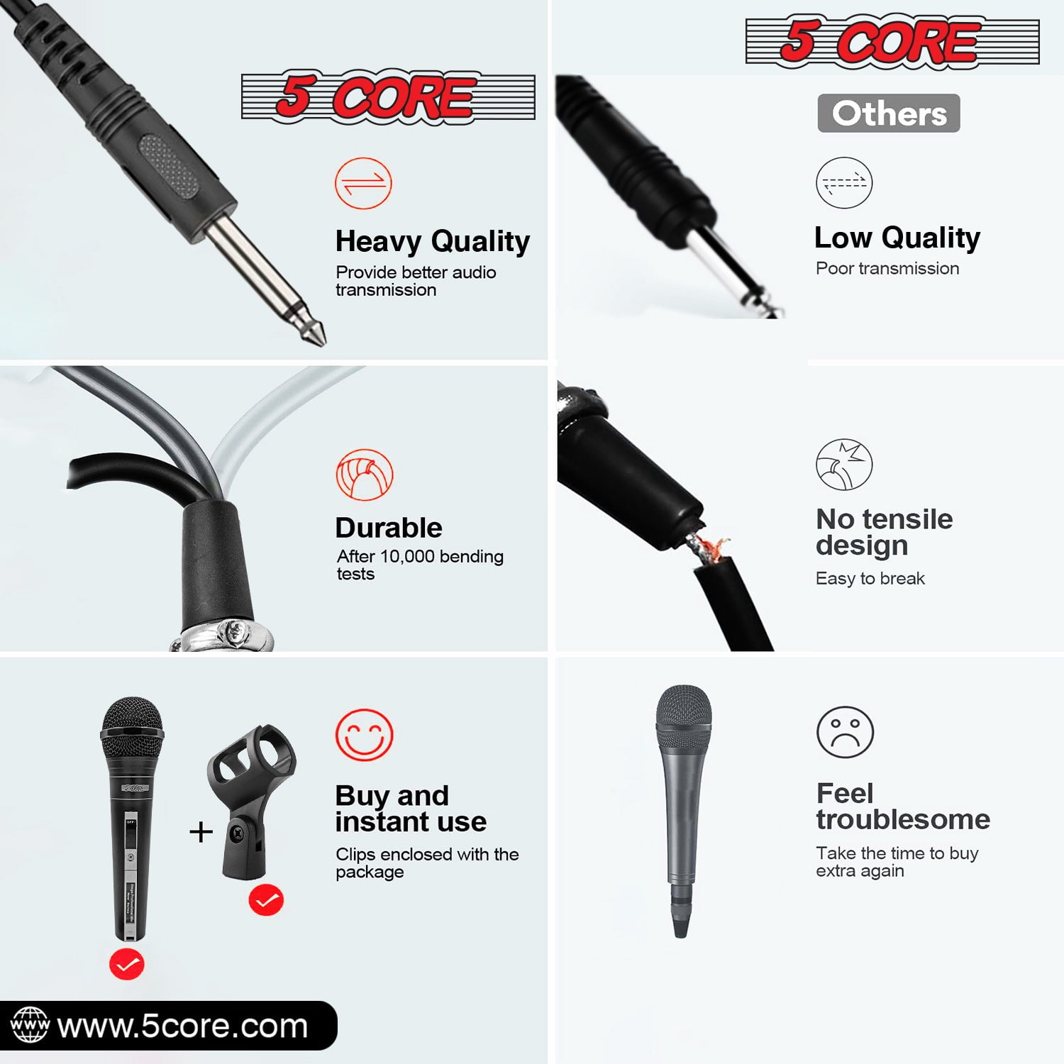 5Core XLR Microphone Dynamic Mic Karaoke Singing Studio Mics Handheld Microfono