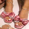 thumbnail image 1 of Sandalias de mujer con punta cuadrada y punta plana con lazo de diamantes de imitación de verano Wmkox8yii  shjk4185, 1 of 4