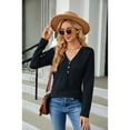 thumbnail image 6 of Anbech Vneck Women Solid Color Shirt Buttons Long Sleeve Blouse Casual Fashion Tops, 6 of 8