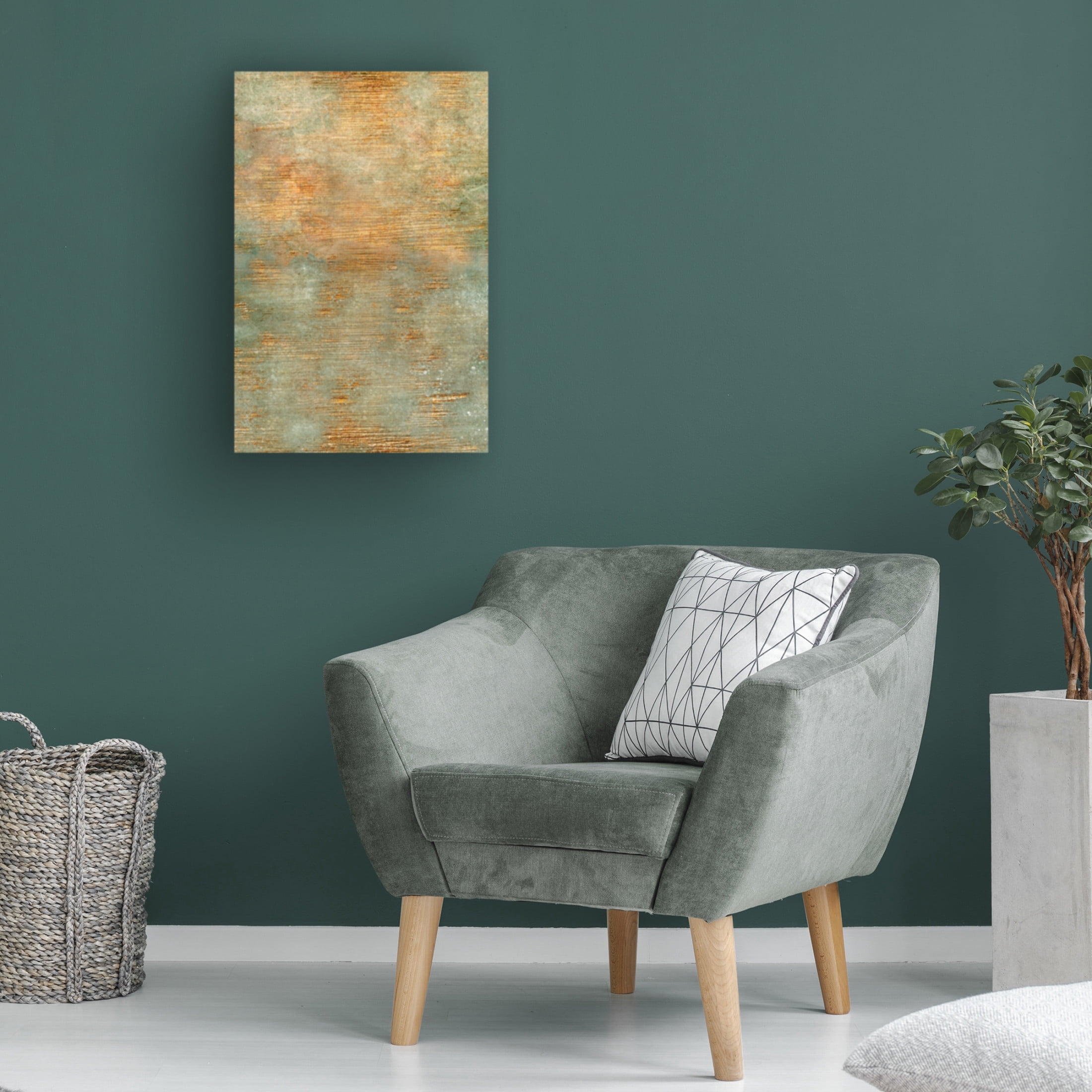 Canvas Wall Art - Bilge Paksoylu 'Abstract Green Gold Art' Wall Art for Living Room, Bedroom, or Office Décor by Trademark Fine Art - 12 x 19 Inches