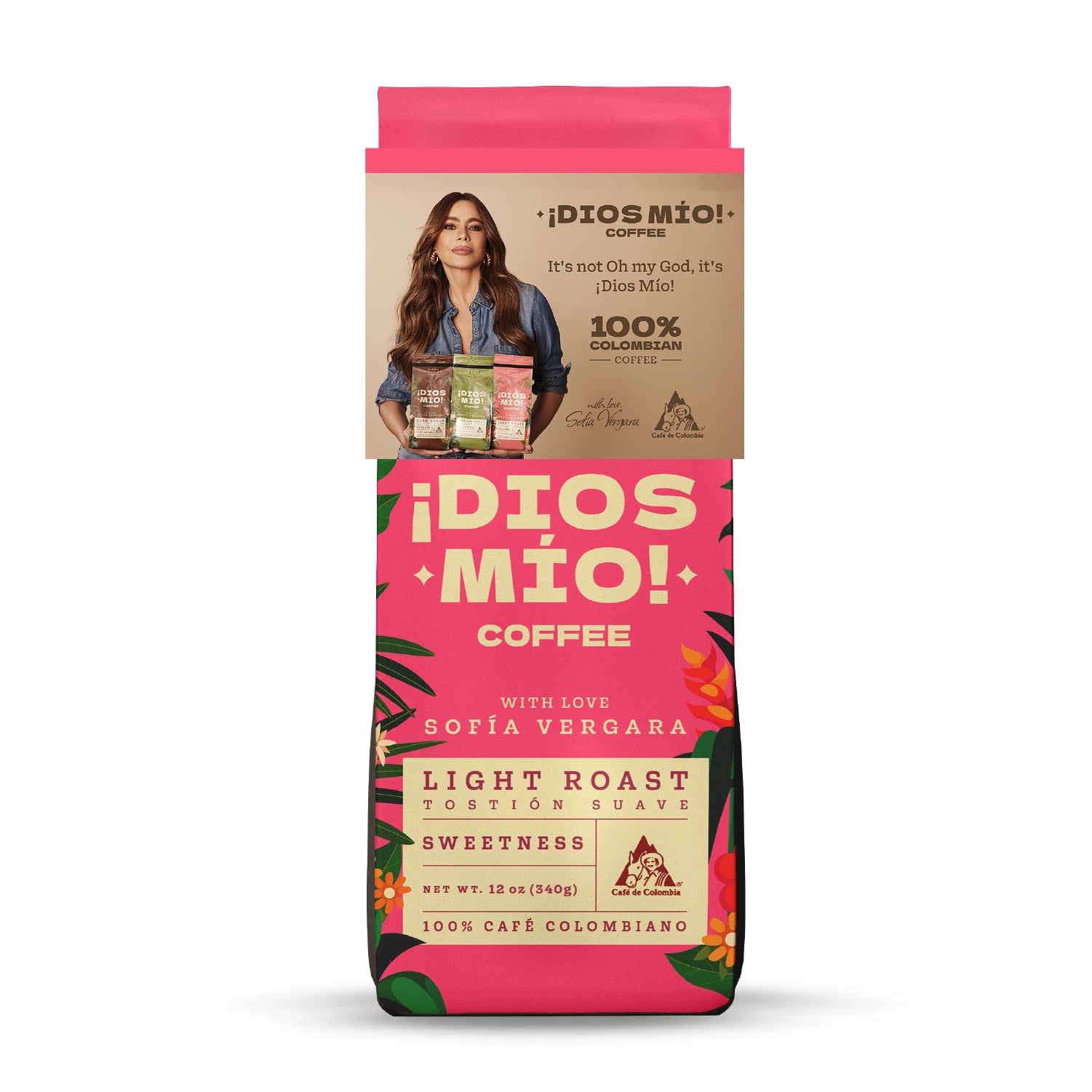 Dios Mio Coffee By Sofia Vergara, Premium Ground Colombian Coffee, Light Roast , 12oz, Bag