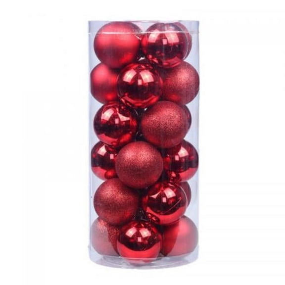 24PCS Christmas Balls Ornaments for Xmas Tree - Small Shatterproof Christmas Tree Decorations Perfect Hanging Ball Wreath Garland Decor Ornaments Emerald Red