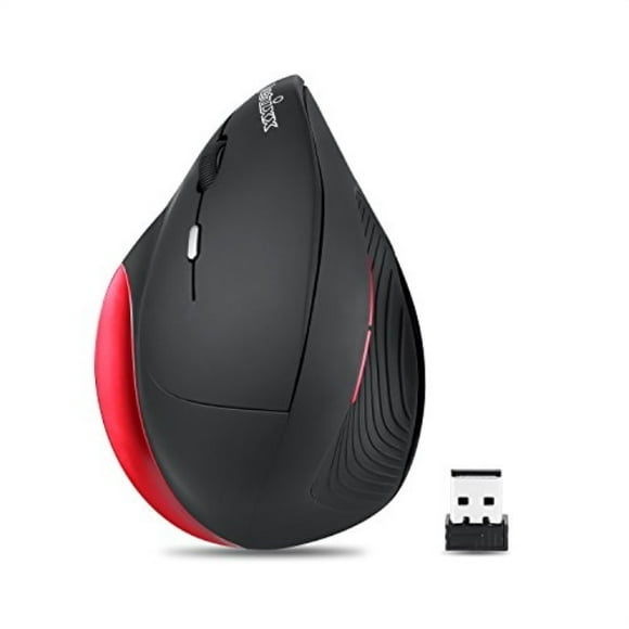 Perixx PERIMICE-718 Wireless Left Handed Vertical Computer Mouse, 6 Buttons, 3 DPI Level, Black