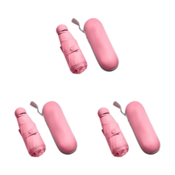 Paraguas plegable Yuarrent portátil de 5 pliegues Mini Parasol a prueba de viento Rosa
