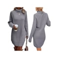 thumbnail image 4 of xiaxaixu Robe Mini d'Automne pour Femmes à Manches Longues Col Roulé Couleur Unie Robe Tricotée Robe Chandail Décontractée, 4 of 7