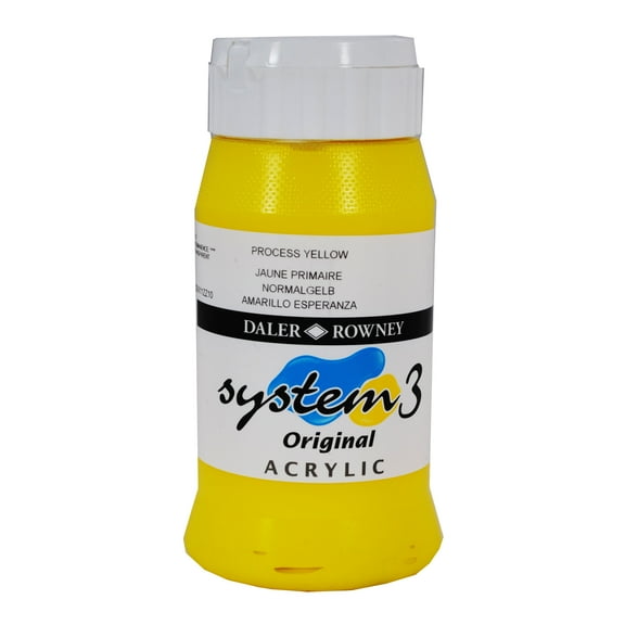 Daler-Rowney Original System 3 Acrylic, 500ml Bottle, Process Yellow