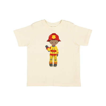 

Inktastic African American Boy Fireman Firefighter Helmet Gift Toddler Boy Girl T-Shirt