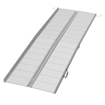 Wheelchair Ramp 8ft Foldable Aluminum - Portable Handicap Ramp for Steps, Doorways, Scooters - 600lb Capacity - Silver