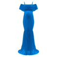 thumbnail image 6 of Gyujnb Off Shoulder Ruffle Flutter Sleeve Lace Maternity Gown Thin Spaghetti Strap Liner Fitted Long Train Formal Dress Elegant Outfit for Maternity Photoshoot Postpartum Party Wear,XL, 6 of 7