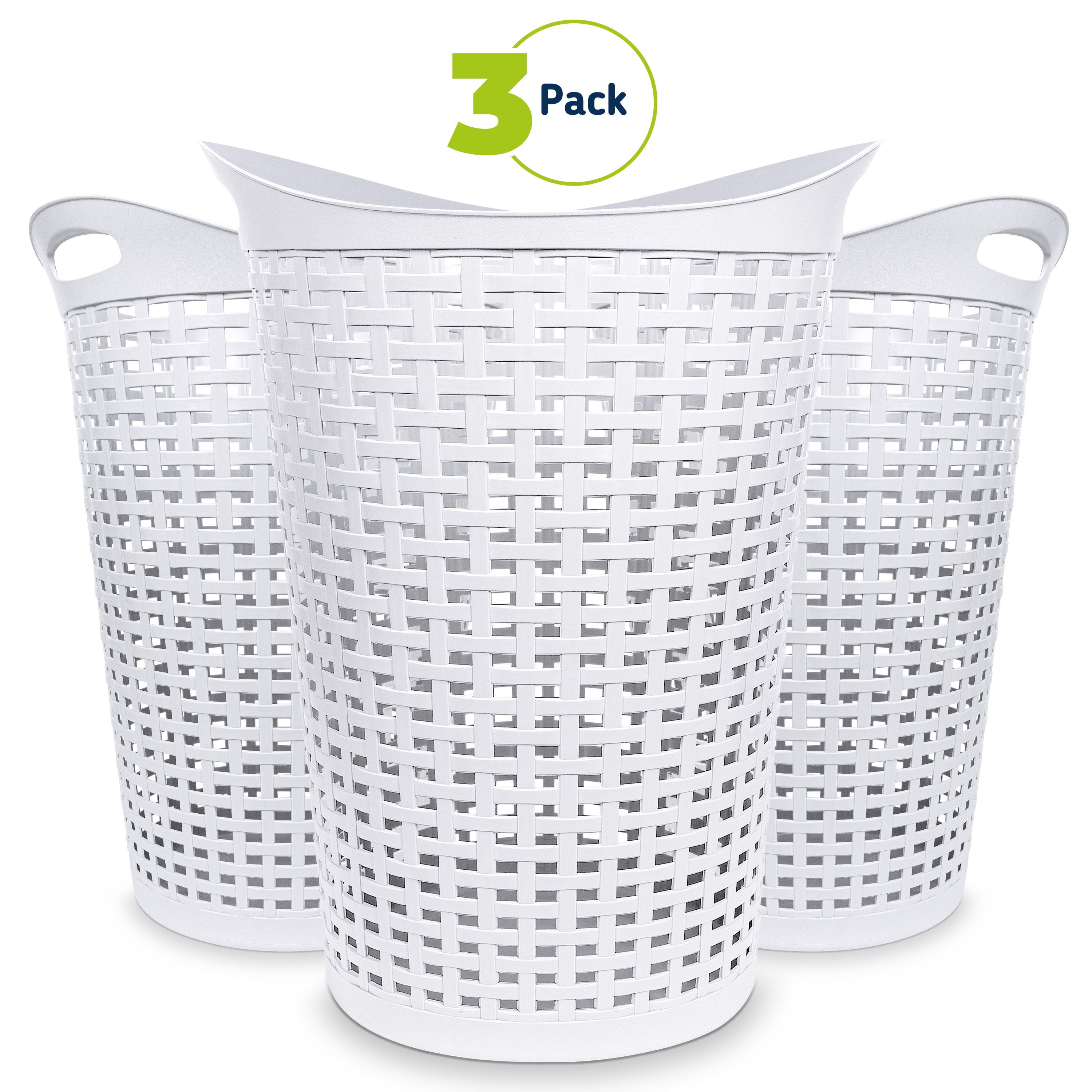Mainstays Flexible Round Wicker Hamper, 3 Pack, White