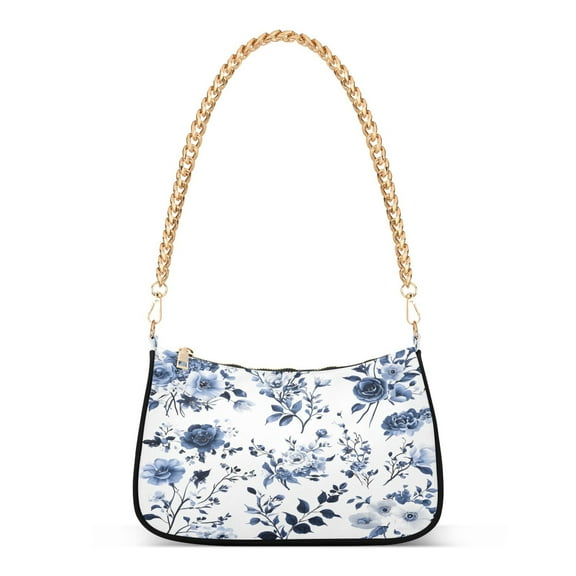 Ryvnso Peony Flowers Pattern Womens Chain Shoulder Bag Tote Handbags Clutch Hobo Purse with Zipper for Travel