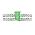 thumbnail image 2 of Clara Pucci 14K White Gold 1.325 Simulated Green Diamond Engraveable Engagement Ring + Wedding Band Set, 2 of 7