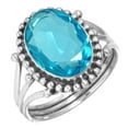 thumbnail image 1 of 925 Sterling Silver Ring For Women - Girls Blue Quartz Gemstone Silver Ring Size 10.5 December Birthstone Simple Silver Ring Size 10.5 Easter Gift For Women 925 Silver Gemstone Jewelry, 1 of 5